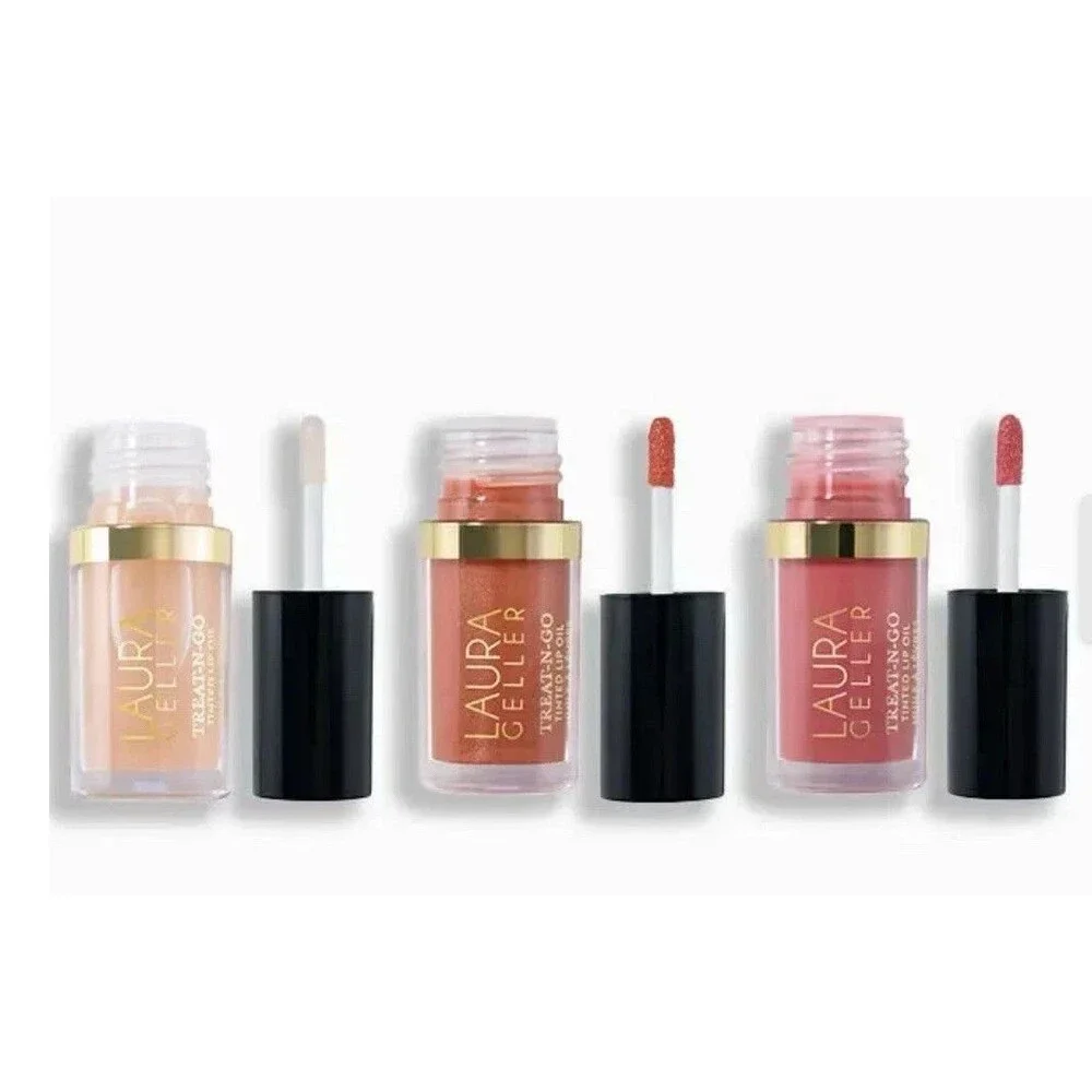 LAURA GELLER ~ TREAT-N-GO Lip Oil Trio Full Size LIMITED EDITION NEW